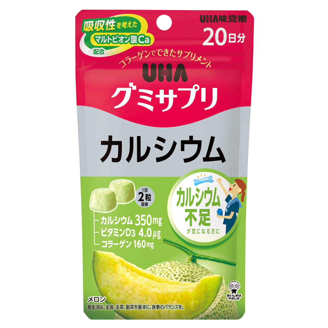 【UHA 味覺糖】鈣質補充軟糖丨蜜瓜味丨20日份丨IroIro Select Shop
