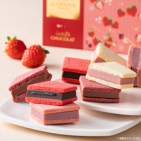Japanese limited GODIVA strawberry chocolate cookies gift box