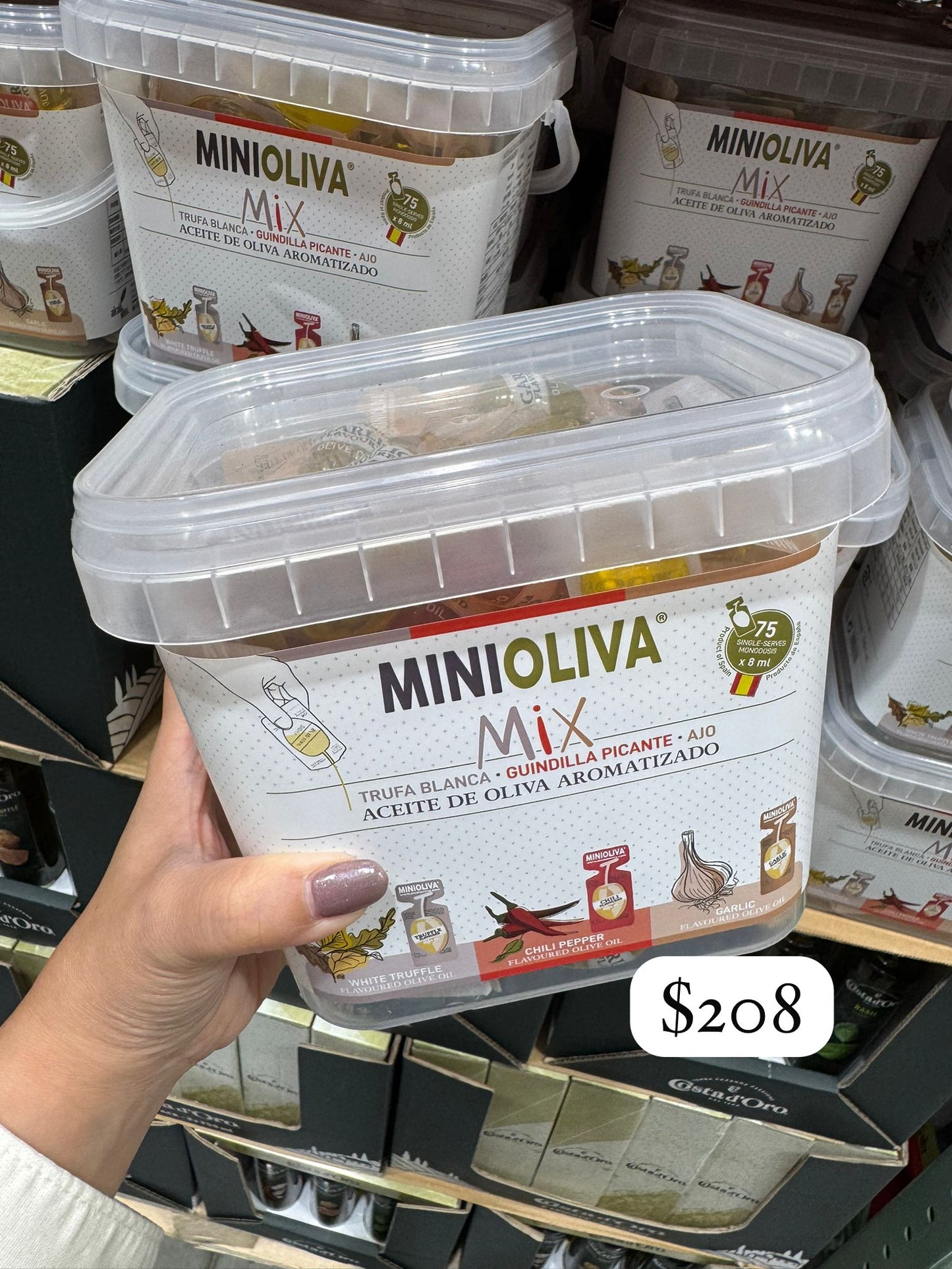 MiniOliva Mix 獨立包裝橄欖油 辣椒味/香蒜味/白松露味 8ml x 75個入