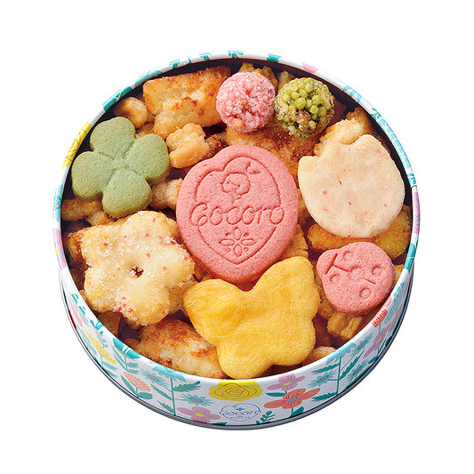 【Agemochi Cocoro】 日本罐裝燒米菓 (白色花花)