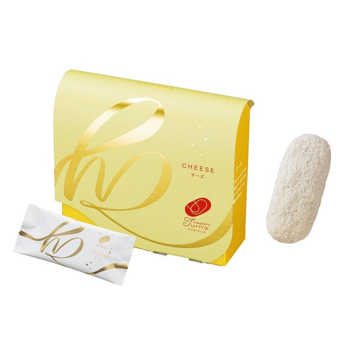 Happy Turn's 芝士日式米果與金黃色禮盒展示圖