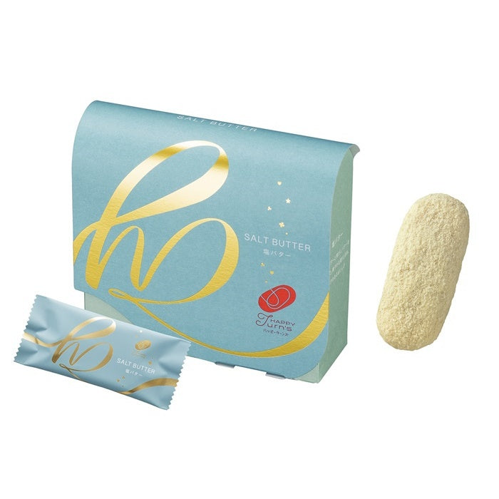 Happy Turns 幸福米菓 鹽味牛油包裝及單片展示圖