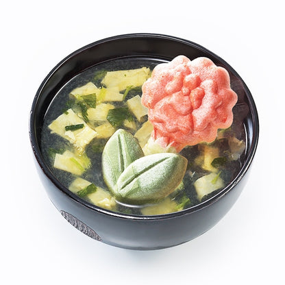 【花一会】乾燥湯品最中丨花一りん最中丨豆腐皮與昆布絲清湯（紅康乃馨）