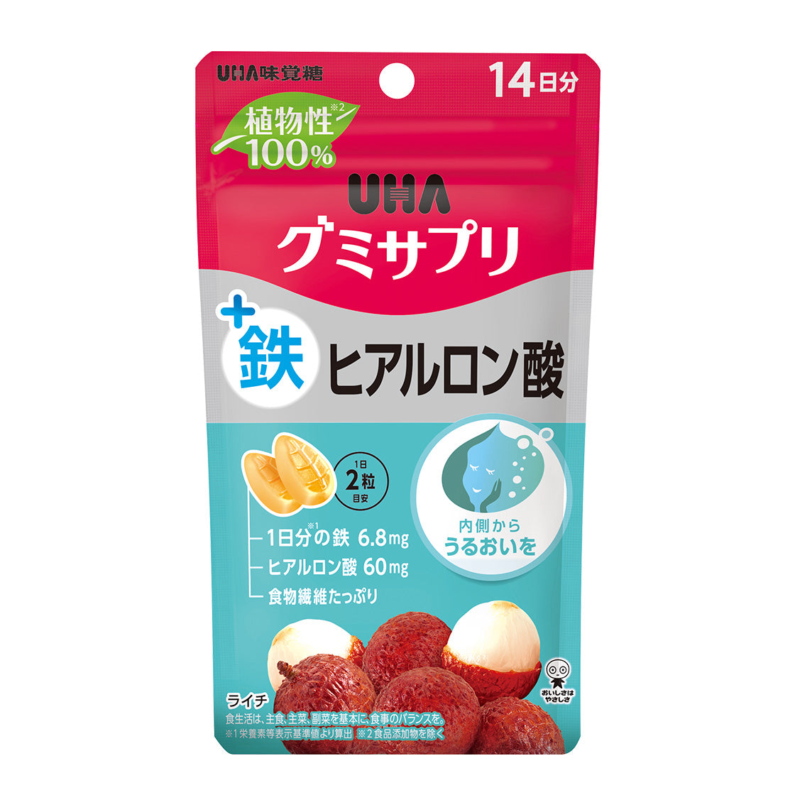 【UHA 味覺糖】補鐵 + 玻尿酸軟糖丨荔枝味丨14日份丨IroIro Select Shop