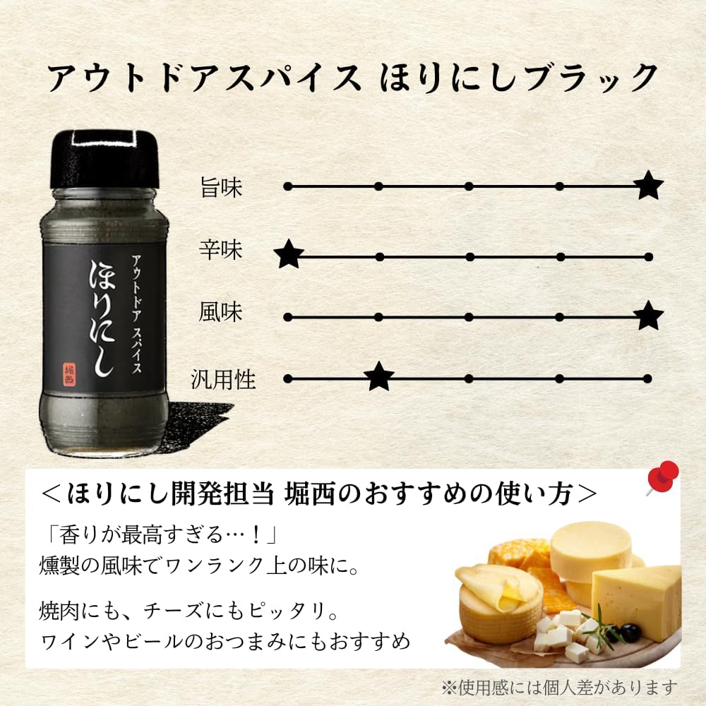 堀西ほりにし戶外萬能調味料黑標煙薰包裝100g樽裝包裝細節