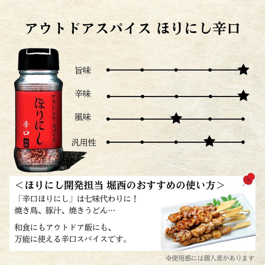 堀西ほりにし戶外萬能調味料辛口紅色包裝90g樽裝包裝細節