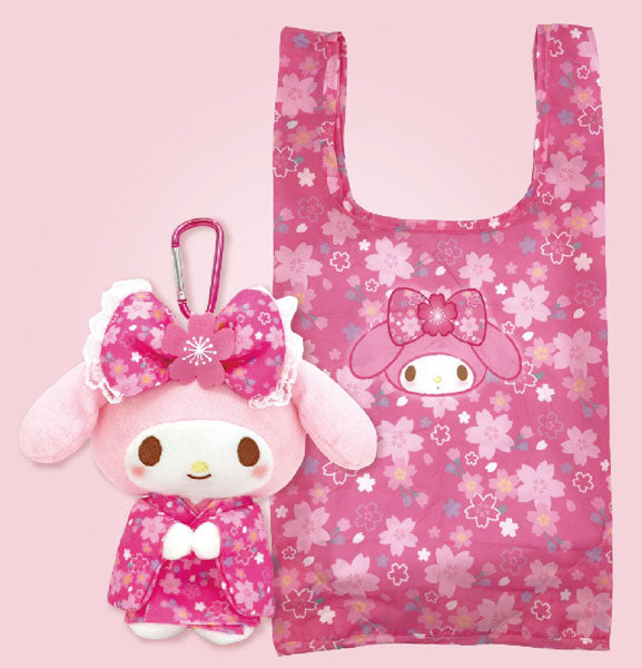 My Melody 櫻花和服公仔鎖匙扣連環保袋