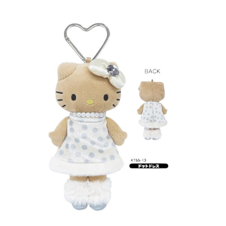 【Sanrio】鎖匙扣丨Hello Kitty丨長腿Hello Kitty丨Style Up系列丨白色波點裙毛毛boot款