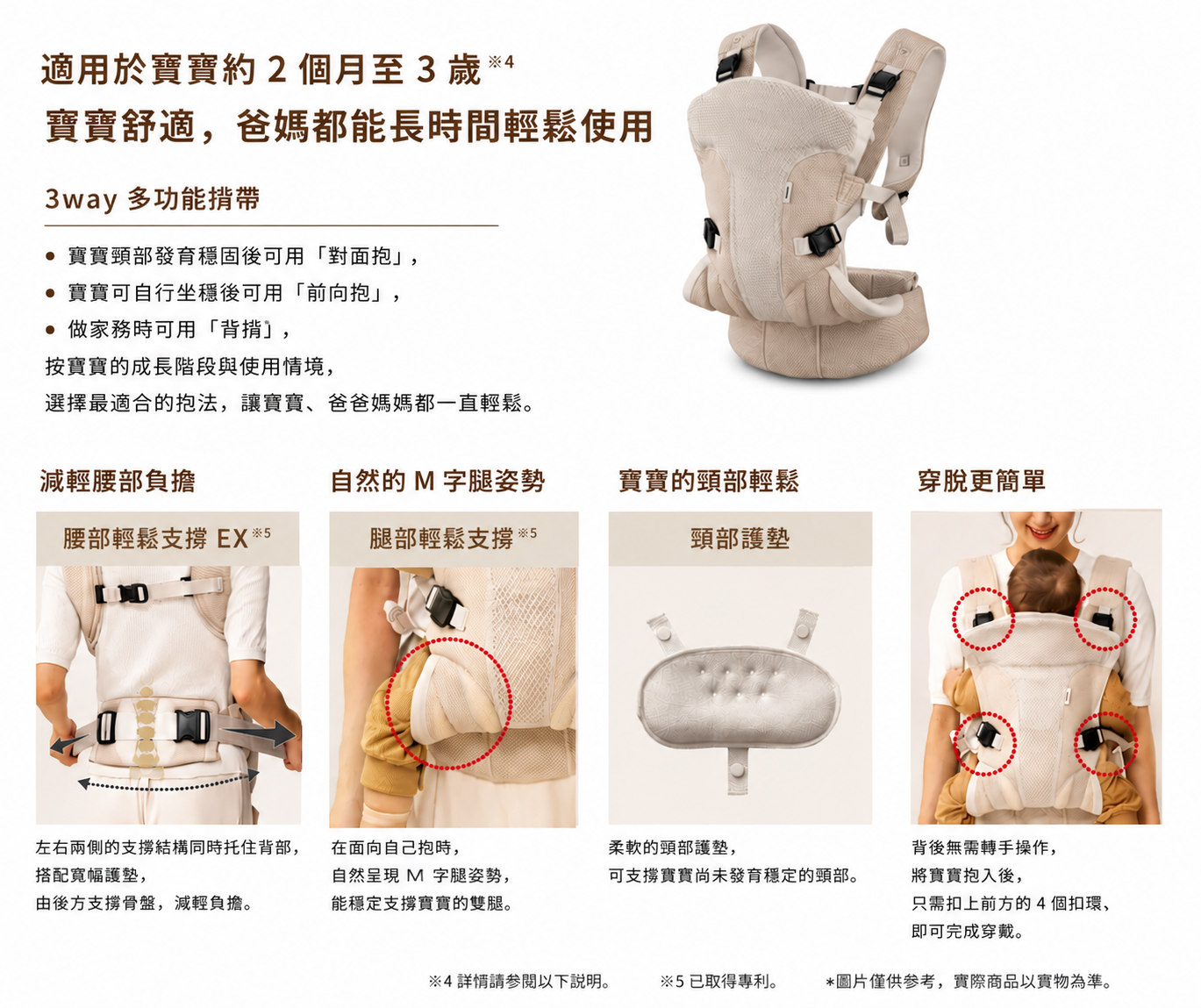 Aprica KURUMU FIRST 3WAY多功能揹帶,適用寶寶2個月至3歲,腰部及腿部輕鬆支撐設計