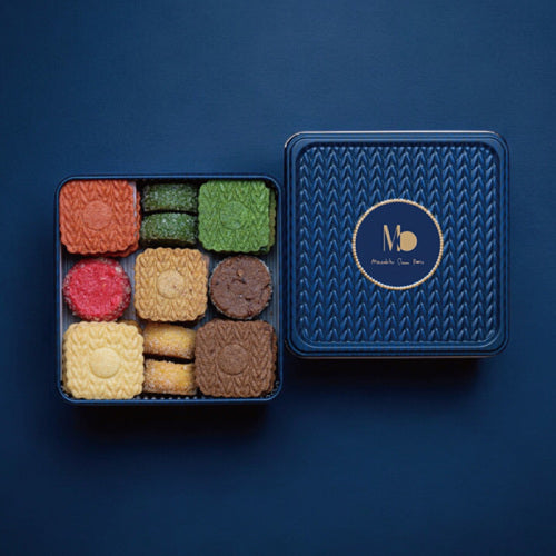 【Masahiko Ozumi Paris】ZABUTON MO 餅乾禮盒丨藍色編織紋路鐵盒裝丨IroIro Select Shop