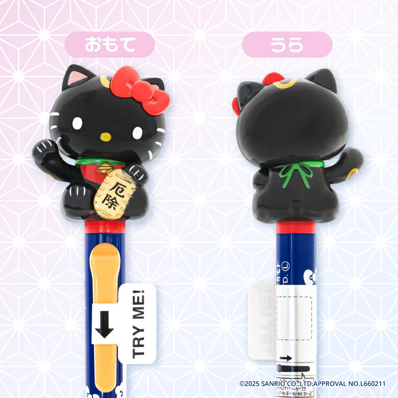 【Sanrio】日本製 Hello Kitty 招財貓原子筆｜黑色除厄運