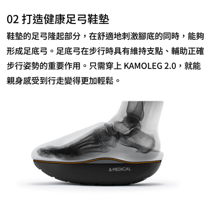 Kamoleg 2.0 肌肉鍛鍊示意圖，針對大腿、小腿、臀部及腸腰筋。